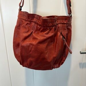 Aunts and Unlces Red Leather Shoulder Bag